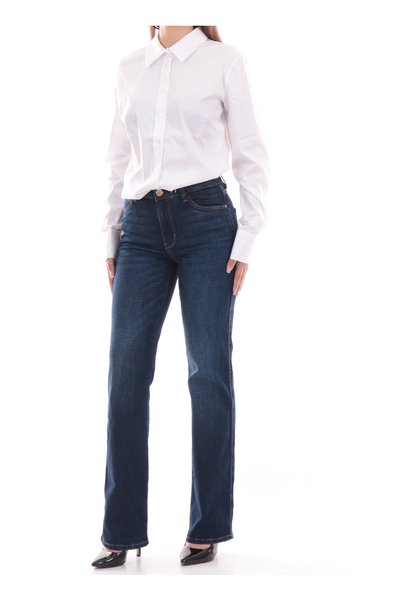 Navy Blue Women's Regular Fit Denim Pants W6YA15D1584-TMSS