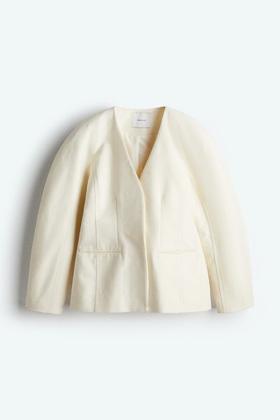 Collarless Gabardine Blazer
