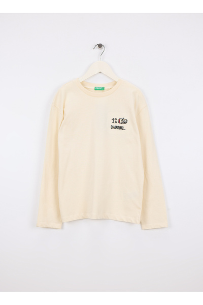 Printed Cream Boy's T-Shirt 3Eg9C10R9