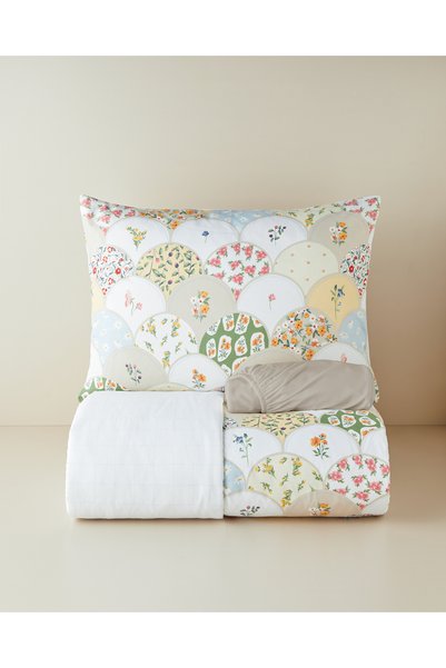 Pretty Loop Easy-Iron Single Duvet Cover Set with Sheets 160X220 cm Yellow-Green
