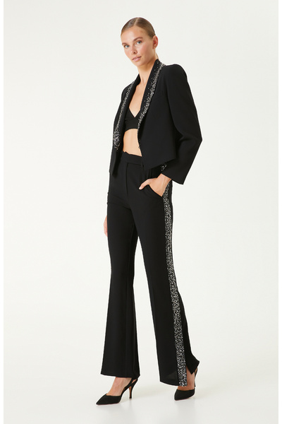 Crep Pants with Black Stone Accessories