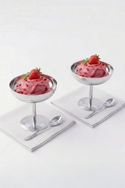 Set of 2 Stainless Steel Footed Ice Cream Bowls - Stainless Steel Presentation Bowl Dessert Bowl