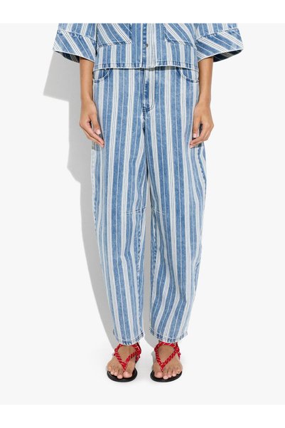 Women's Cotton Striped Denim Trousers