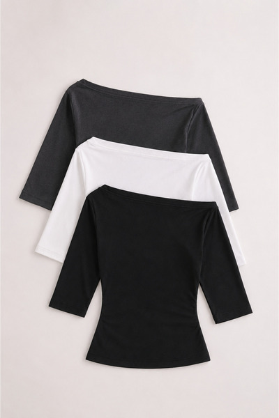 Women's Body-Fitting Basic 3-Piece Tight Blouse