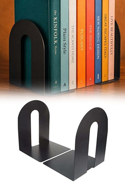 Сет од 2 црни метални држачи за книги, организатор за биро и полица 15x10x8 cm