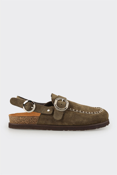 Green Leather Women's Slippers