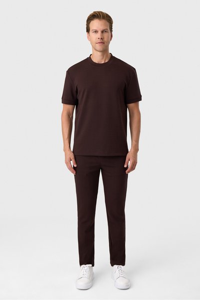 Regular fit knitted coffee jogger pants