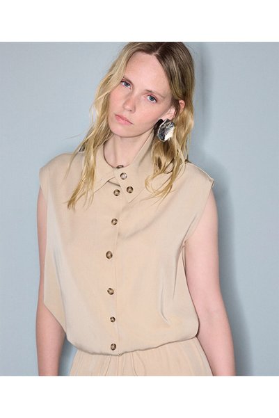 Draped Collar Shirt