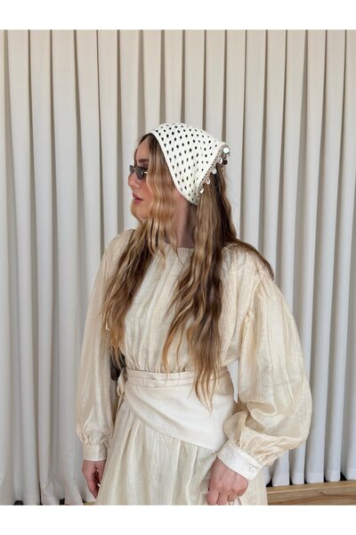 Ecru Vertical Triangle Seashell Bandana - 2152