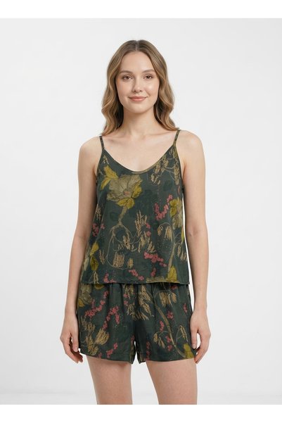 Green Women's Floral Patterned Bustier 50Viv10817