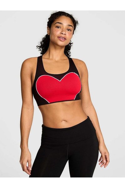 Seamless Heart Patterned Racerback Sports Bra