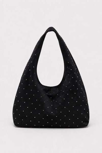 Black Women's Suede Shopper Soft Form Shoulder Bag