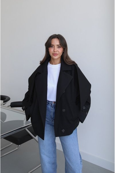 Black Pera Cape Trench Coat