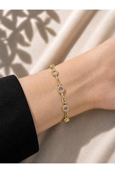 CM минималистичка светкава нараквица од челик - златарска изработка во боја на 14K злато не потемнува