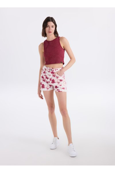 Multi-Colored Women's Regular Fit Patterned Denim Shorts J6Sl-Sht7171