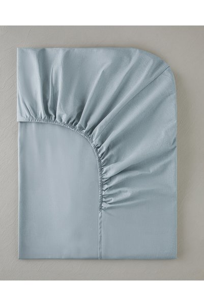 Novella Premium Cotton Textured Double Elastic Bed Sheet 160X200 cm Light Blue