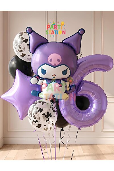Kuromi сет балони за 6 години, ѕвезда балон, аниме Sanrio Hello Kitty Kuromi концепт сет балони за роденден