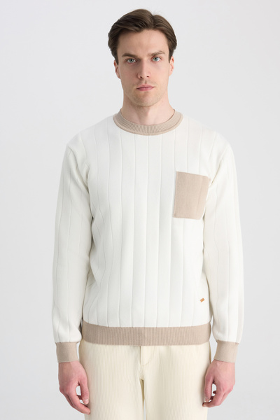 Ds Damat Regular Fit Ecru Sweater