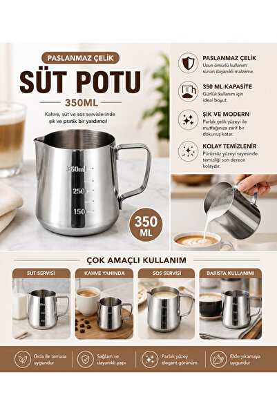 304 челичен сад за матење млеко за кафе 350 ml