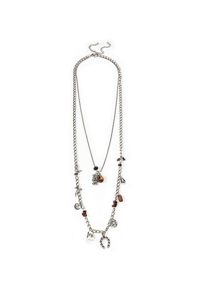 Karma Figurine and Stone Chain Necklace