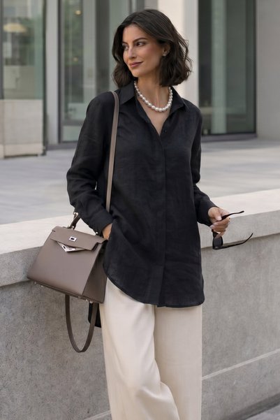 Women's Black Tunic Shirt ARM-19Y001003