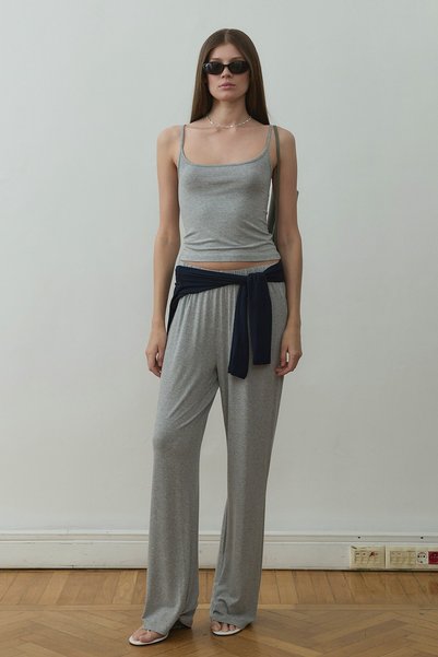 Cosie Gray Elastic Waist Trousers