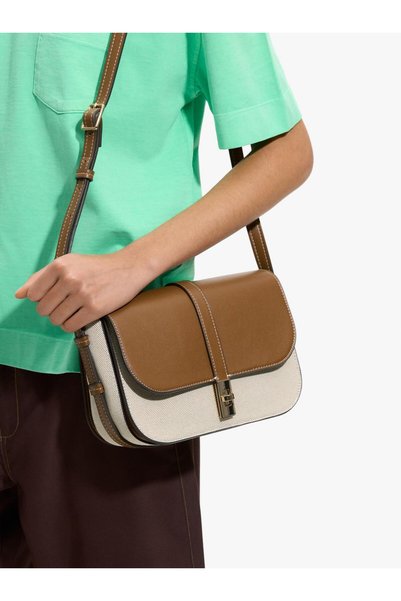Women's Canvas Crossbody Bag with Flap
