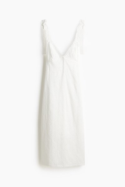 Embroidered and Tied Strap Dress
