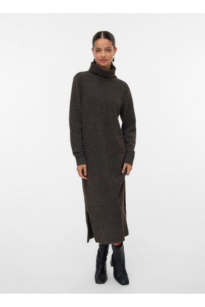 Brown Women's Turtleneck Dress Vmboom Ls Rollneck Dress Ga