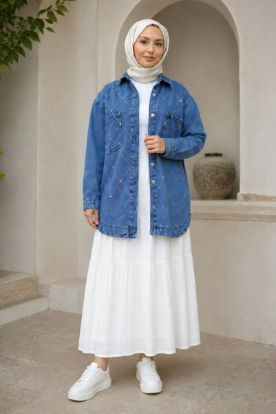 Blue Stone Embroidered Denim Jacket