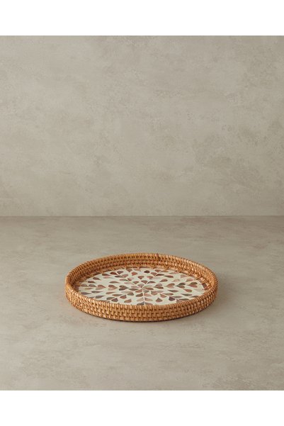 Brown Louice Pearlescent Rattan Tray
