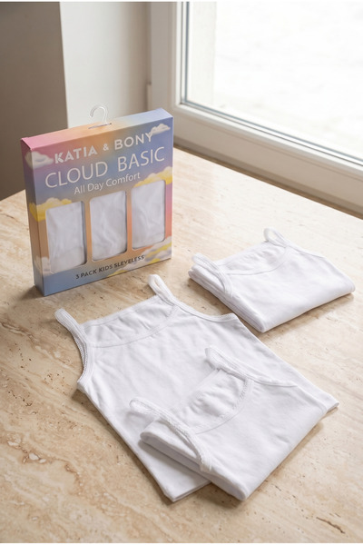 Children's Basic Boxed 3-Piece White Undershirt