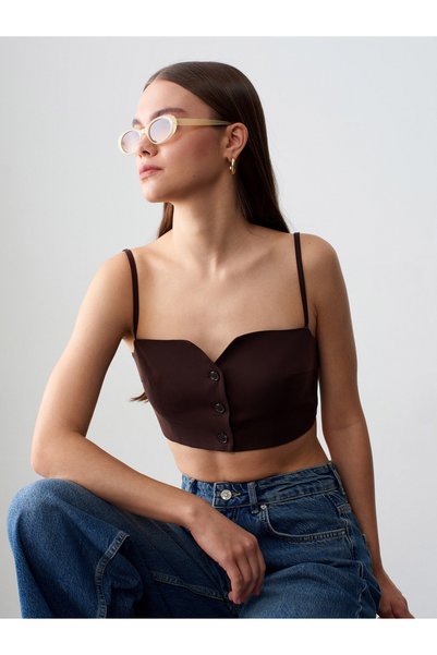 60614 Crop Vest-Brown
