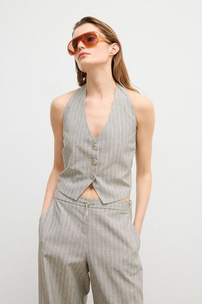 Fashion Passion Striped Linen Vest