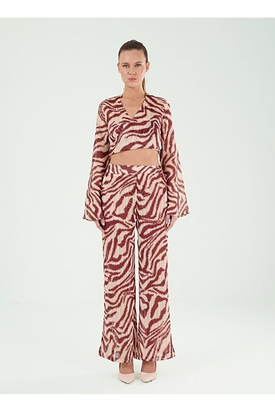 Burgundy Women's Patterned Blouse P25042