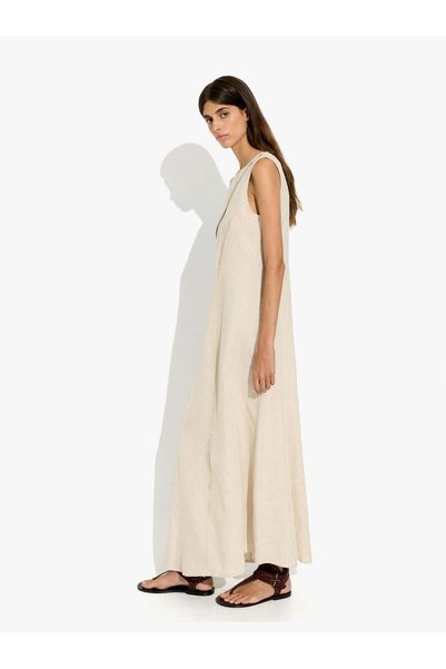 Women's 100% Linen Dress with Cross Detail