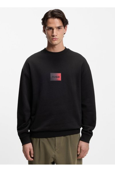Black Men's Relaxed Logo Printed Sweatshirt 50553134_Danotop