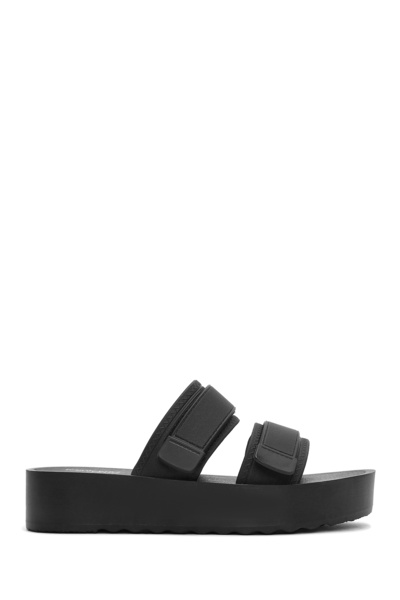 Women's Black Banded Thick Soled Jelly Slippers 25Sfe4751Pv