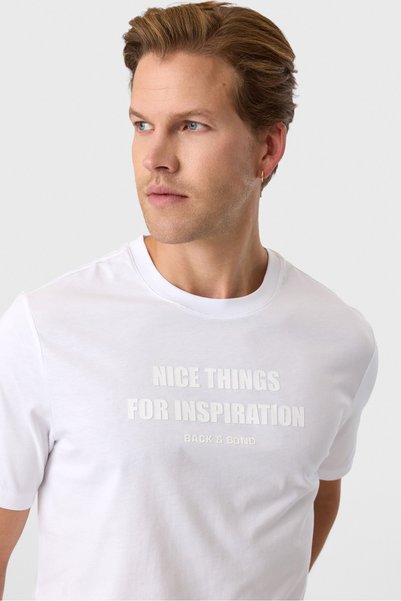 Relaxed fit printed white crew neck t-shirt