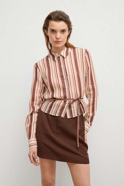 Fashion Passion Brown Striped Linen Shirt