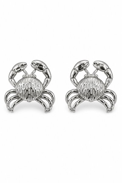 White Color Stainless Steel Women's Earrings with Crab Figure