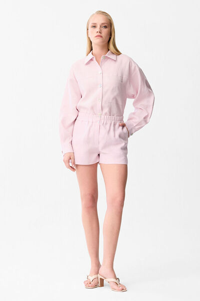 Linen Elastic Waist Shorts