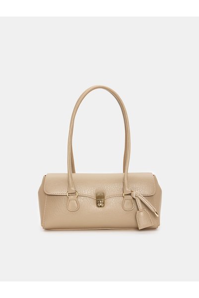 Baguette Shoulder Bag-Beige