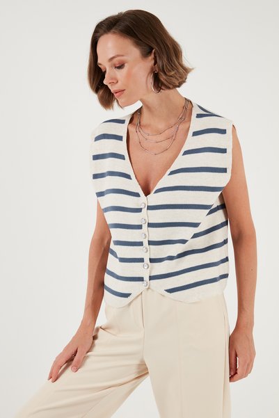 V-Neck Buttoned Knitwear Vest Vest 4616178