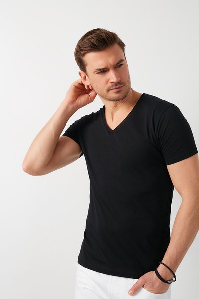100% Cotton V-Neck Basic T Shirt Men's T SHIRT 5412001