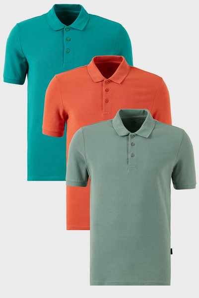 Cotton Regular Fit Buttoned Polo Neck 3 Pack t Shirts Men's t Shirt 5902127 S3