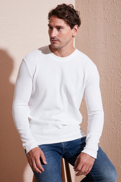 Cotton Crew Neck Slim Fit Basic Sweat Men's Sweat 5905073