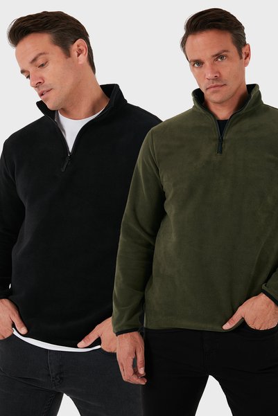 Slim Fit Half Zip Mock Neck Cold-Proof 2-Pack Fleece Men's Polar 5906003S2
