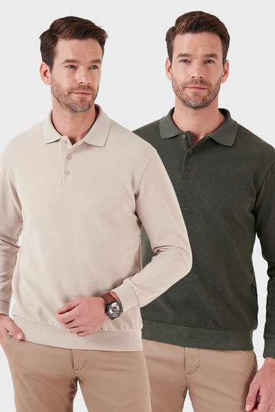 Cotton Blend Regular Fit 2-Pack Polo Neck Sweater Men's Polo Neck Sweater 456223S2