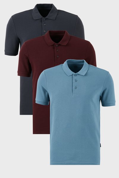 Cotton Regular Fit Buttoned Polo Neck 3 Pack t Shirts Men's t Shirt 5902127 S3